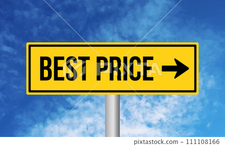 Best price road sign on sky background 111108166