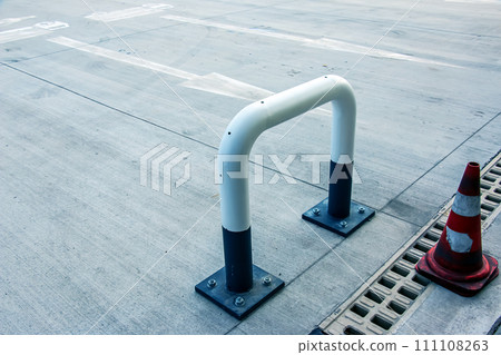 Gas station on the outskirts of Bratislava. Barrier signs. 111108263