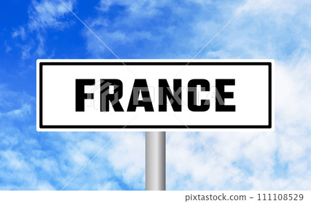 France road sign on cloudy sky background 111108529