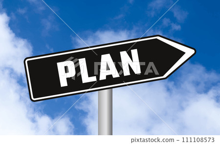 Plan road sign on sky background 111108573