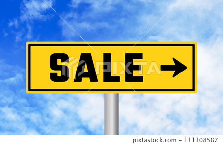 Sale road sign on blue sky background Sale road sign on blue sky background 111108587