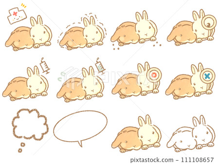 可愛的兔子和語音氣泡的插圖集 111108657