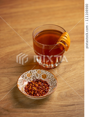 Fruit tea in glass cup 111108980