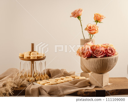 Pastel wedding sweet table setting Pastel wedding sweet table setting 111109000