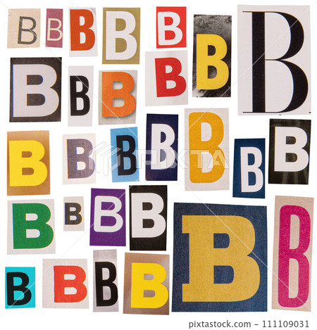 Letter B cut out from newspapers 111109031
