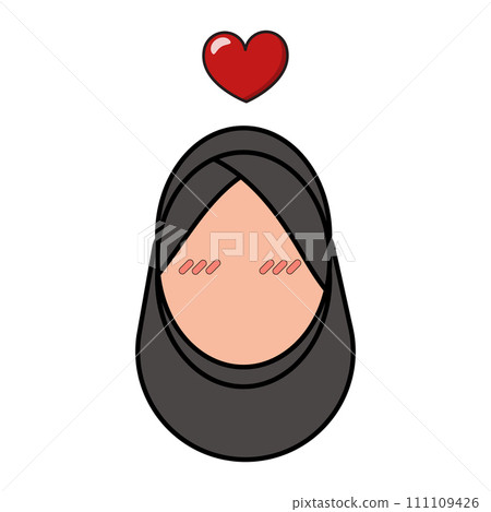 muslim woman with hijab icon isolated on white muslim woman with hijab icon isolated on white 111109426