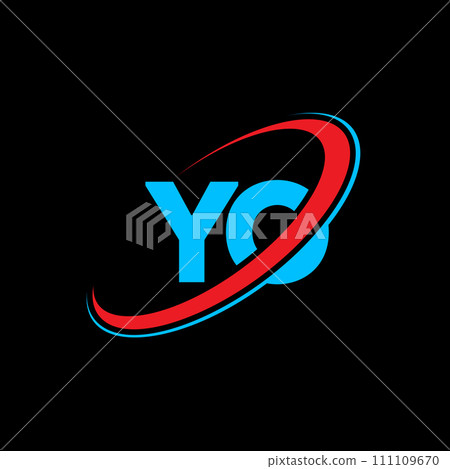 YO Y O letter logo design. Initial letter YO linked circle uppercase monogram logo red and blue. YO logo, Y O design. yo, y o, Y&O 111109670
