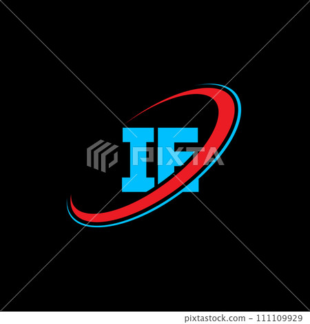 IE I E letter logo design. Initial letter IE linked circle uppercase monogram logo red and blue. IE logo, I E design. ie, i e 111109929