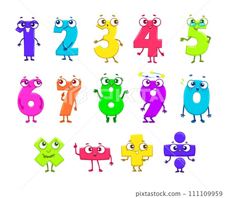 Cartoon funny math number characters. Cute...-插圖素材 [111109959] - PIXTA圖庫