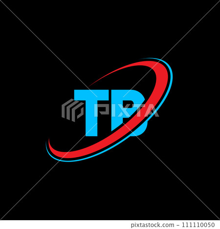 TB T B letter logo design. Initial letter TB linked circle uppercase monogram logo red and blue. TB logo, T B design. tb, t b 111110050