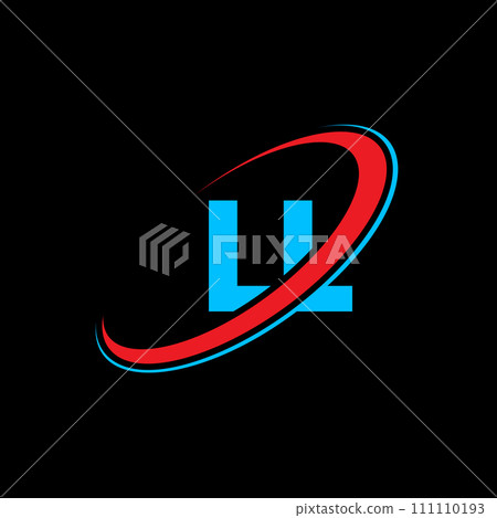 LL L L letter logo design. Initial letter LL linked circle uppercase monogram logo red and blue. LL logo, L L design. ll, l l 111110193