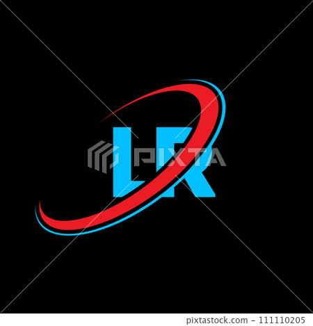 LR L R letter logo design. Initial letter LR linked circle uppercase monogram logo red and blue. LR logo, L R design. lr, l r 111110205
