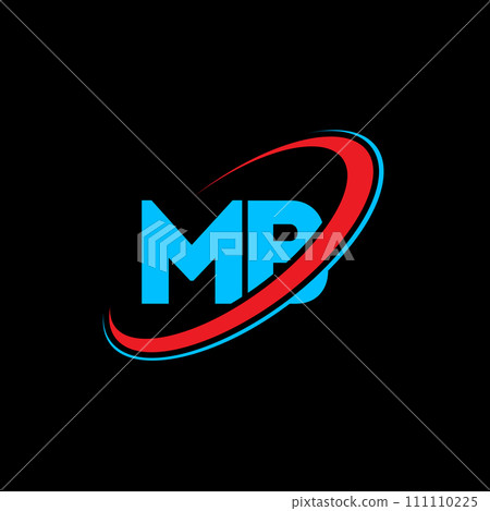 MB M B letter logo design. Initial letter MB linked circle uppercase monogram logo red and blue. MB logo, M B design. mb, m b 111110225