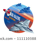 Air Alert, Air Attack, Danger Alarm Sound. Vector illustration isometric icons on isolated round background 111110388