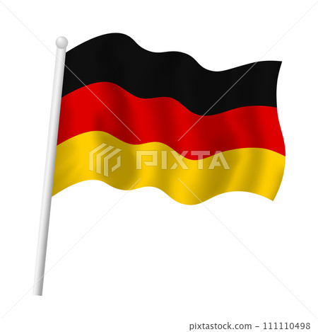 Germany flag waving. Vector isolated illustration of German national tricolor flag on flagpole in wind 111110498