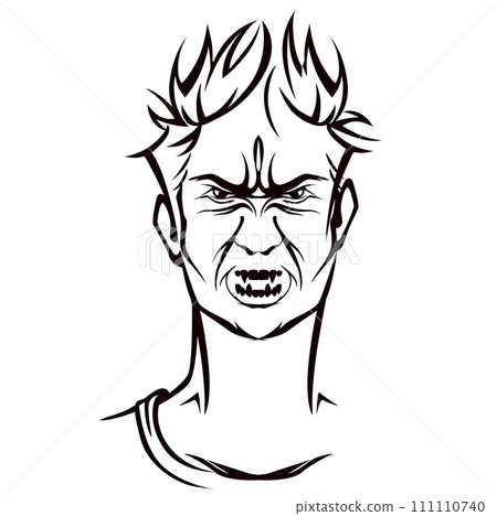 Angry character with madness demonic face Angry character with madness demonic face 111110740