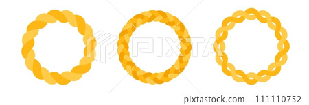 Braid circle golden frame. Round braided ring. Twisted rope Braid circle golden frame. Round braided ring. Twisted rope 111110752