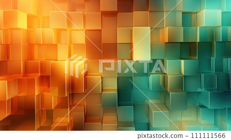 Abstract geometric background made of glowing orange and green cubes. Ideal for backgrounds, wallpapers, or graphic design projects. Abstract geometric background made of glowing orange and green cubes. Ideal for backgrounds, wallpapers, or graphic design projects. 111111566