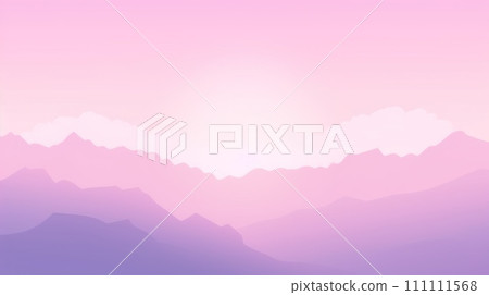 Abstract landscape with purple mountains and pink sky. Minimalistic gradient abstract background. Ideal for graphic design, web design, or as a background for presentations 111111568