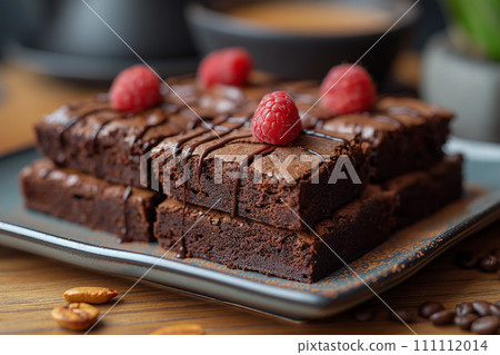 Homemade gluten free brownies with chocolate and coffee glazing. 111112014