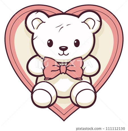 Love Heart Teddy Illustration 111112130