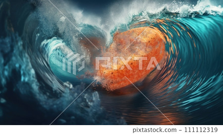 Huge blue waves in the ocean forming a red heart shape. Sea of Love. Heartbeat of the Ocean. Ideal for a romantic Valentine's Day greeting. Beautiful card, background, banner, poster Huge blue waves in the ocean forming a red heart shape. Sea of Love. Heartbeat of the Ocean. Ideal for a romantic Valentine's Day greeting. Beautiful card, background, banner, poster 111112319