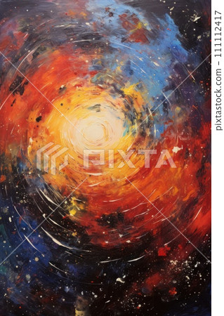 Space with stars, planets, galaxies, black holes. Style of impressionism and oil painting. Metaphorical associative card. Psychological abstract picture. Postcard, wall decoration, book illustration Space with stars, planets, galaxies, black holes. Style of impressionism and oil painting. Metaphorical associative card. Psychological abstract picture. Postcard, wall decoration, book illustration 111112417