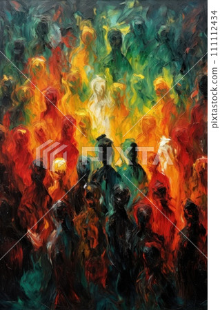 A lot of people, group of people. Style of impressionism and oil painting. Metaphorical associative card on theme of crowd. Psychological abstract picture. Postcard, wall decoration, book illustration A lot of people, group of people. Style of impressionism and oil painting. Metaphorical associative card on theme of crowd. Psychological abstract picture. Postcard, wall decoration, book illustration 111112434