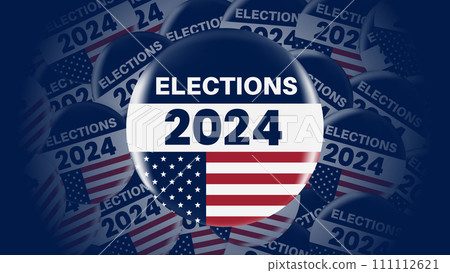 2024 presidential election badge or pin. US, USA, american election, voting sign. 111112621