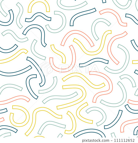 Colored geometric seamless pattern. Outline curved lines 111112652