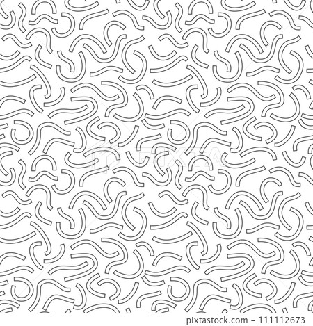 Monochrome geometric seamless pattern. Black outline curved lines Monochrome geometric seamless pattern. Black outline curved lines 111112673