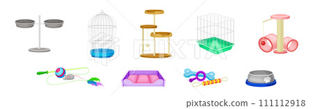 Pet Shop Object and Accessory for Domestic Animal Vector Set 111112918