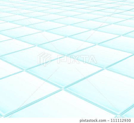 3d render, oblique tile floor with white joints. The ceramic pieces are square white with blue shadows and a feeling of hygiene and cleanliness. 111112930