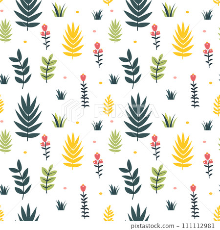 Cute Simple Plants Seamless Pattern Background. Vector Illustration Cute Simple Plants Seamless Pattern Background. Vector Illustration 111112981
