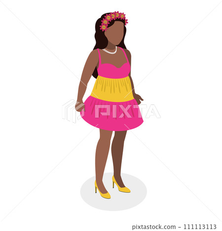 3D Isometric Flat Vector Set of Summertime Dresses. Item 2 111113113
