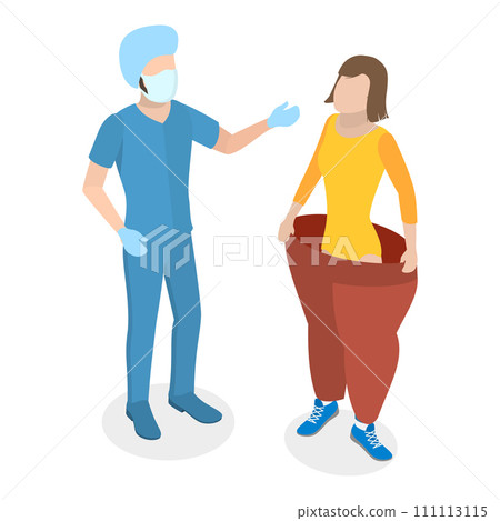 3D Isometric Flat Vector Illustration of Bariatric Surgery. Item 2 3D Isometric Flat Vector Illustration of Bariatric Surgery. Item 2 111113115