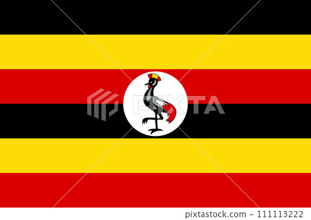 The official current flag of Republic of Uganda. State flag of Uganda. Illustration. The official current flag of Republic of Uganda. State flag of Uganda. Illustration. 111113222