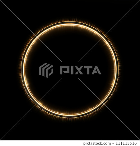 AI-generated content. Minimalistic Golden Light Ring on Black 111113510