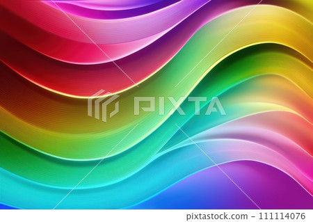 Rainbow Wavy Satin Background, high details, generative ai 111114076