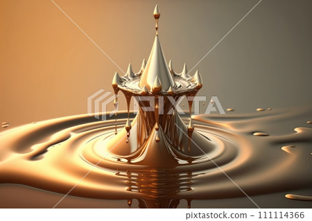 Abstract Liquid Metal Drop Falling into Water, generative ai Abstract Liquid Metal Drop Falling into Water, generative ai 111114366