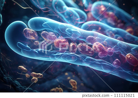 Diversity of bacteria. Microscopic perspective showcasing different bacterial species and cells. Molecular biology and microbiology. Medical banner 111115021