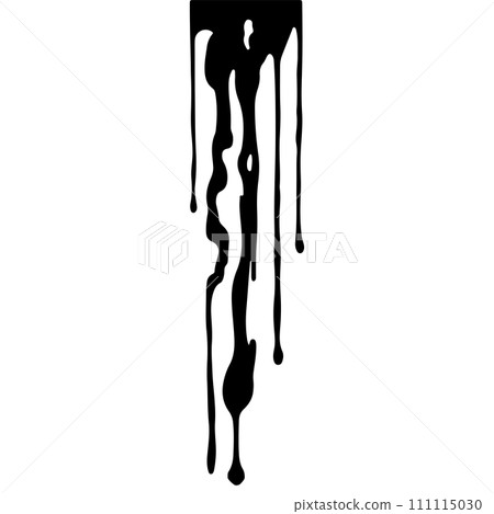 Abstract Dripping Paint. Black ink flows down in long streams and drops. The flowing black liquid. Droplets. Dirty grunge texture. Vector illustration isolated on white background. Design element. Abstract Dripping Paint. Black ink flows down in long streams and drops. The flowing black liquid. Droplets. Dirty grunge texture. Vector illustration isolated on white background. Design element. 111115030