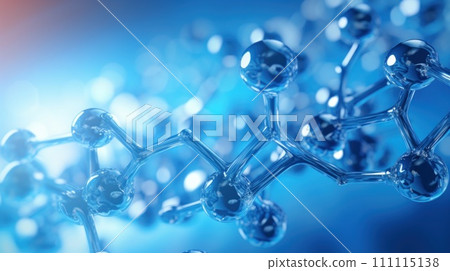 Molecular structure of water. Blue Water Molecules. Abstract of atomic Structures in Futuristic Design. Science or medical background. Copy Space. 111115138