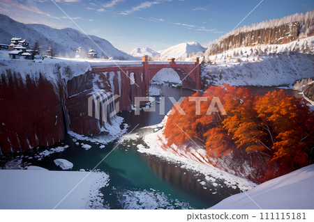 秋葉周圍的雪景-生成AI 111115181