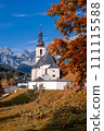 Famous church in the middle of Alp mountains at Ramsau village near Berchtesgaden, Germany. 111115588