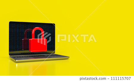 The laptop and red master key for it security concept 3d rendering. 111115707