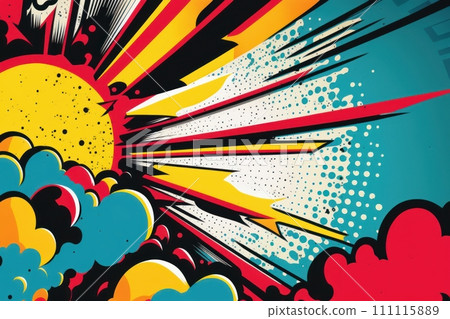 Abstract Colorful Pop Art Background with Geometric Shapes and Patterns, Generative AI 111115889