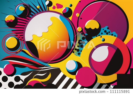 Abstract Colorful Pop Art Background with Geometric Shapes and Patterns, Generative AI Abstract Colorful Pop Art Background with Geometric Shapes and Patterns, Generative AI 111115891