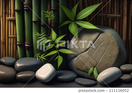 Serene Wellness: Bamboo and Stones in a Spa, generative ai 111116052