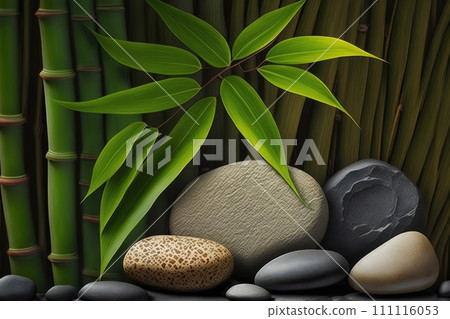 Serene Wellness: Bamboo and Stones in a Spa, generative ai 111116053